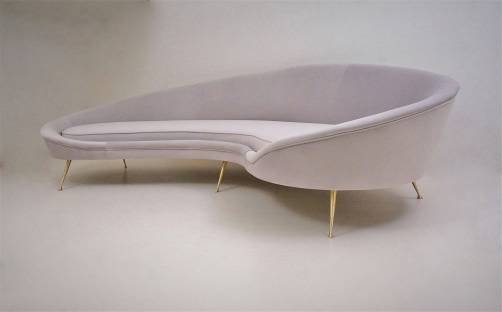 Ico Parisi Comma sofa style, newly made in 25 colours of velvet, Italian